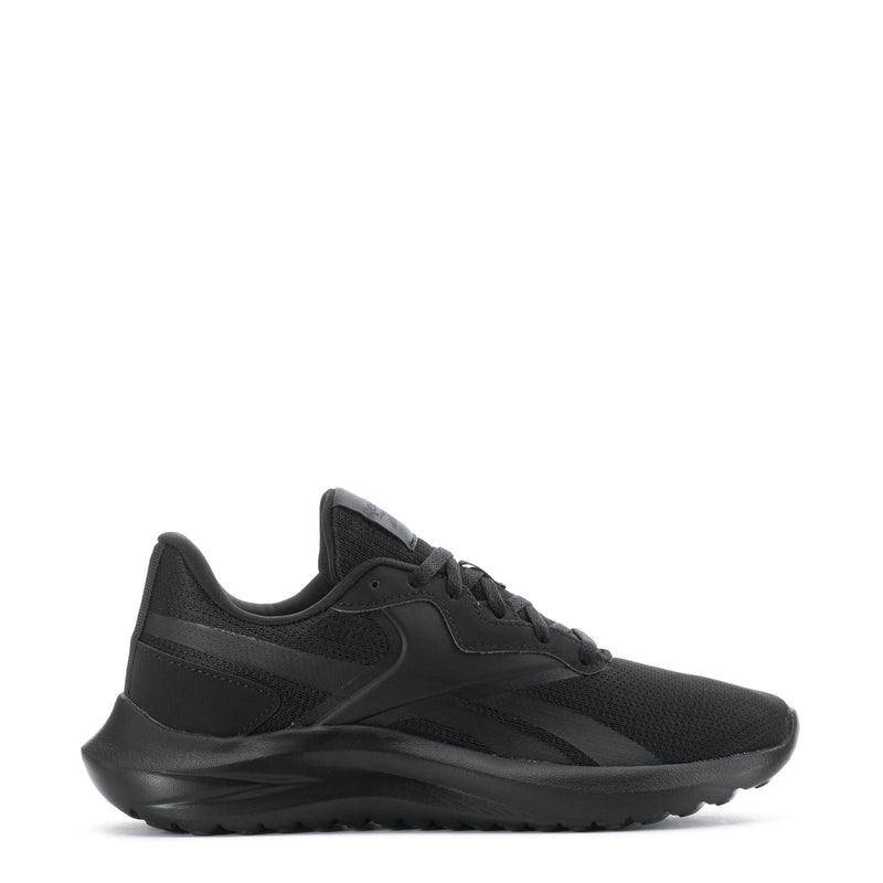 Women’s black lace-up sneakers with mesh upper and streamlined side