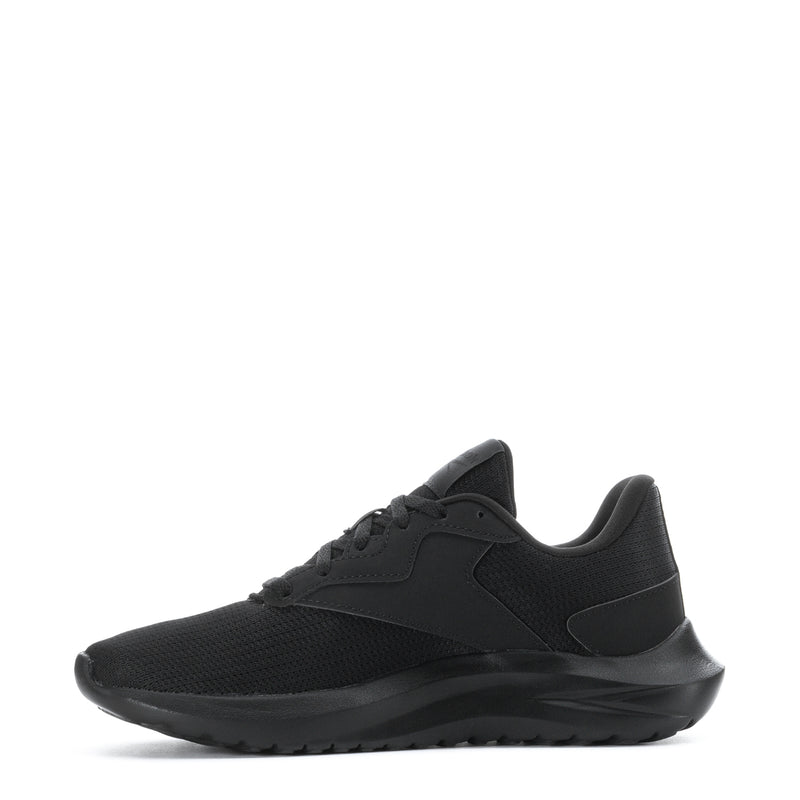 Women’s black sneakers, low-profile lace-up style with cushioned sole