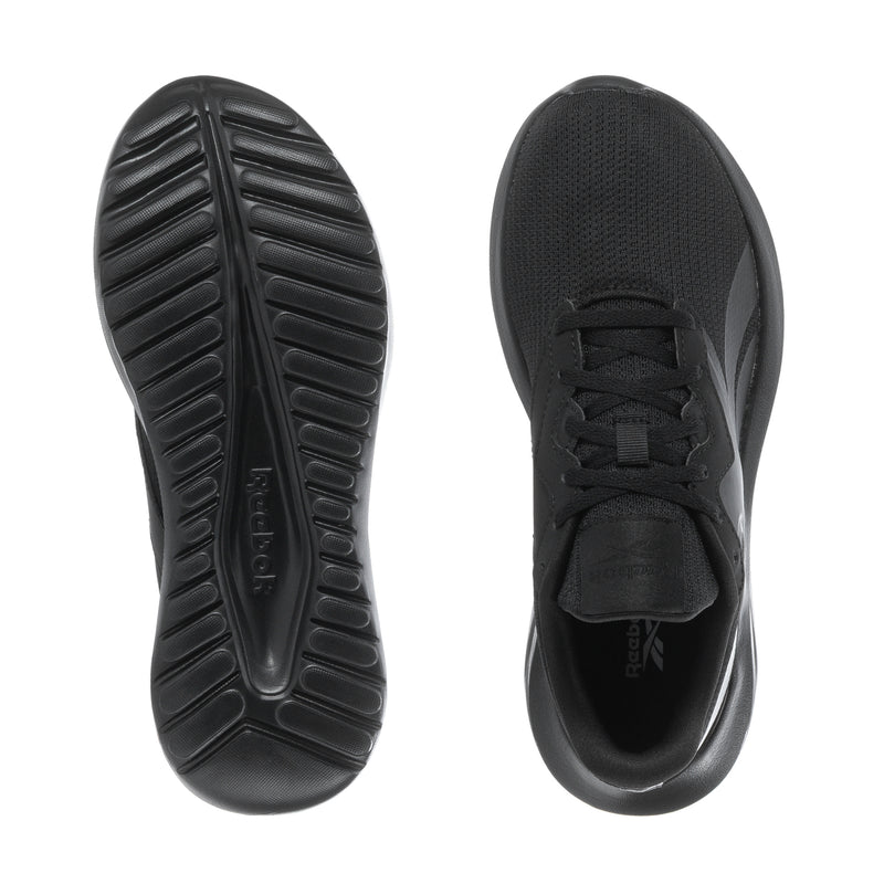 Women’s black sneakers, lace-up with textured outsole and knit uppers