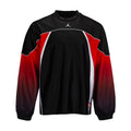 Men's black jersey with red and white panels, ribbed collar and Jumpman chest logo