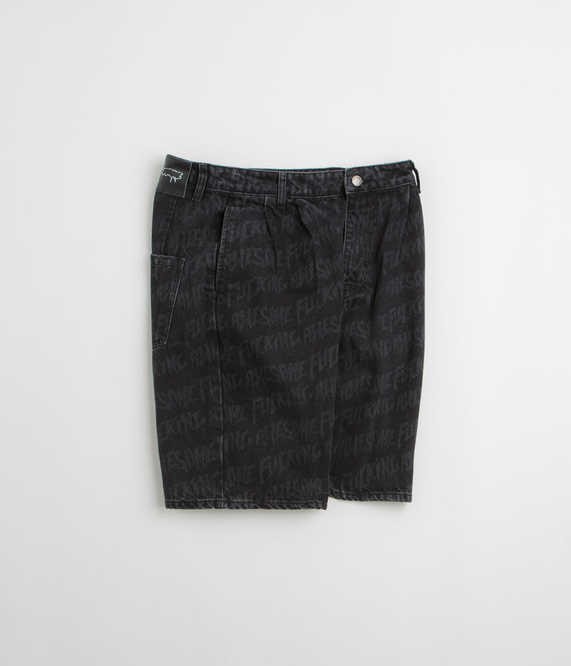 Fucking Awesome Baggy Pleated Denim Laser Shorts in Black