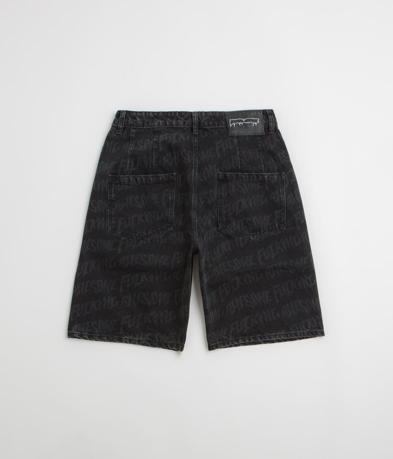 Fucking Awesome Baggy Pleated Denim Laser Shorts in Black