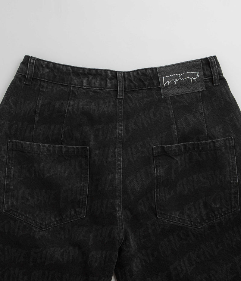 Fucking Awesome Baggy Pleated Denim Laser Shorts in Black