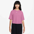 Girls One Relaxed Big Kids' (Girls') Dri-FIT Short-Sleeve Top in Magic Flamingo/White