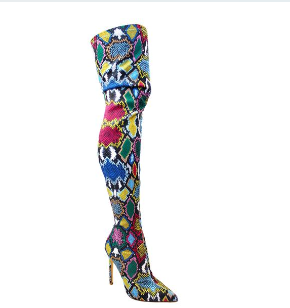 Graffiti Thigh High Boots