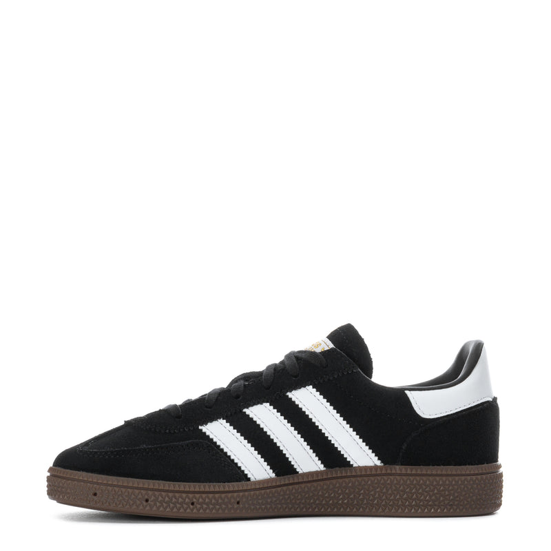 Kids adidas Spezial sneakers, black upper with white stripes and brown gum outsole