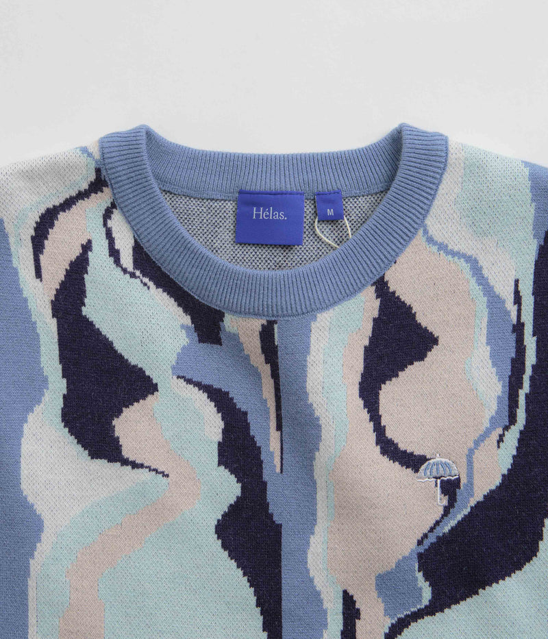 Helas Mirage Knit Crewneck Sweatshirt in Blue
