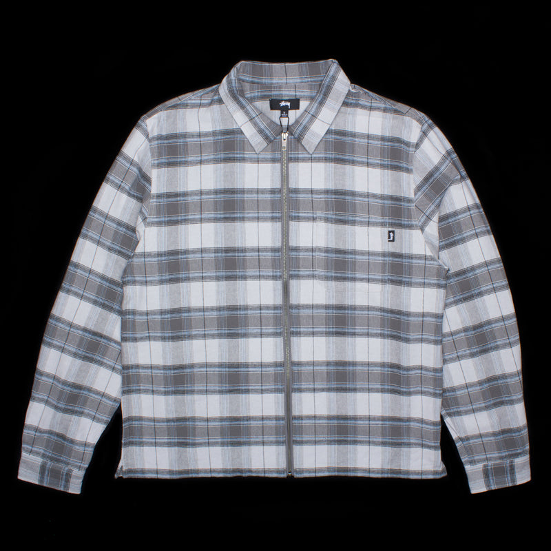 Stussy Heritage Plaid Zip L/S Shirt Grey