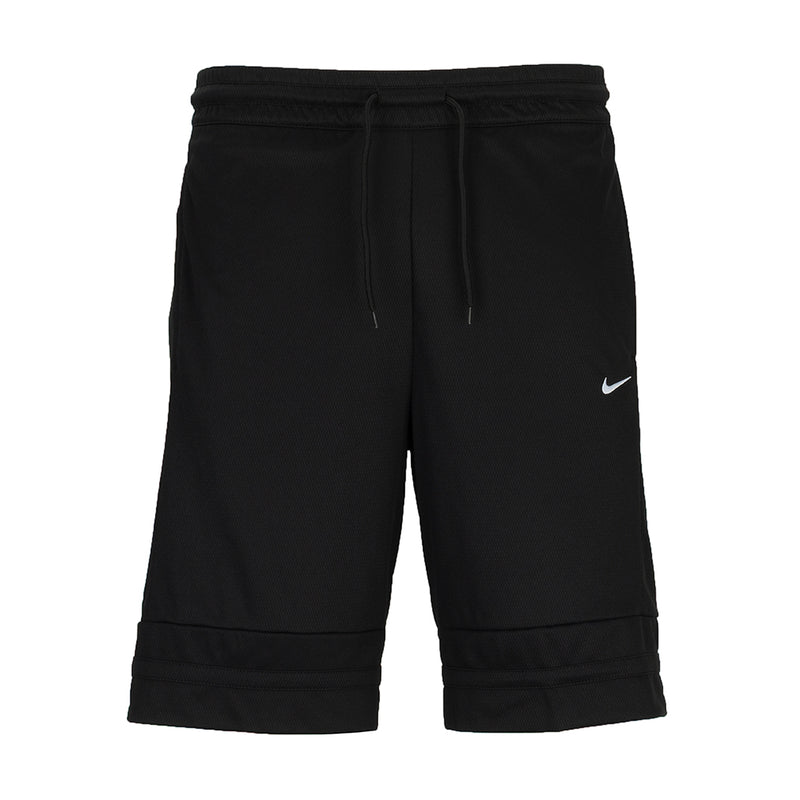 Men's black 10-inch athletic shorts, drawstring waist, Nike side logo