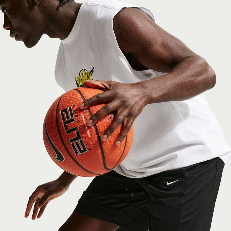 Men's black 10-inch athletic shorts with drawstring waist and Nike side logo