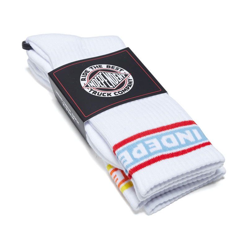 Independent Bar Logo Crew 2 Pack Of Socks - White Multi