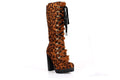 Leopard Lace Up Heel Platform Boots - Vallarta05