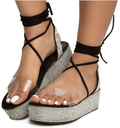 Lace Up Rhinestone Platform Sandals Sky-1 By  Liliana