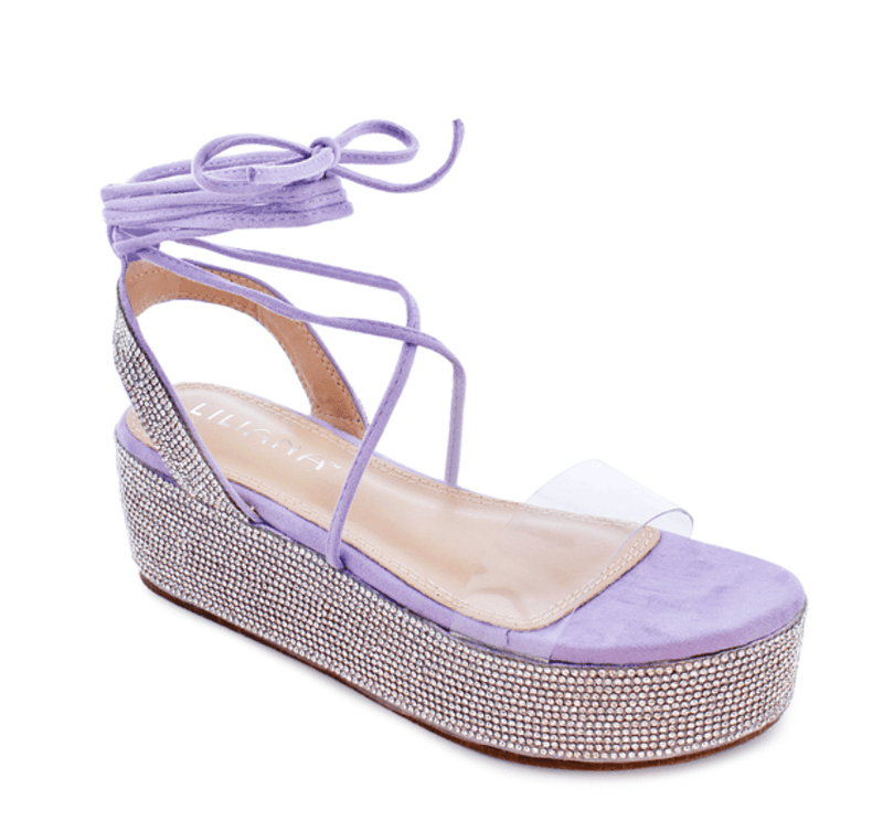 Lace Up Rhinestone Platform Sandals Sky-1 By  Liliana