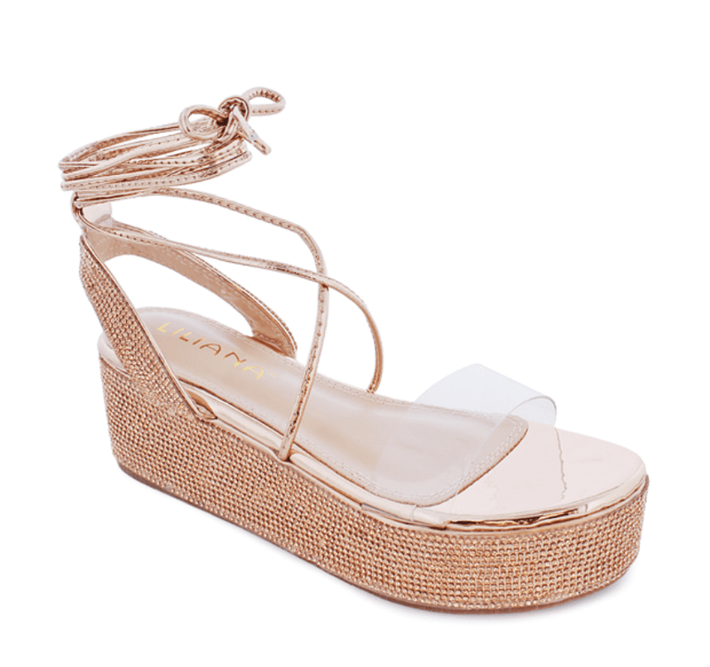 Lace Up Rhinestone Platform Sandals Sky-1 By  Liliana