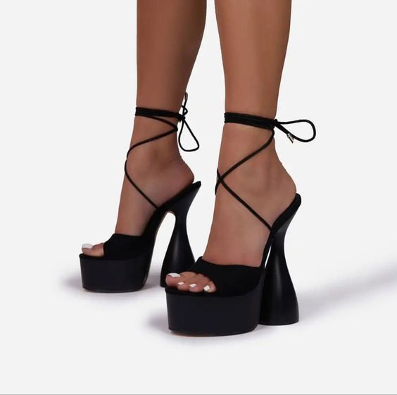 LEMONADE Bite Me Lace Up Platform Statement Heel Sandals