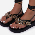 Lemonade Hidden Gems Chain Thong Strappy Lace Up Platform Sandals