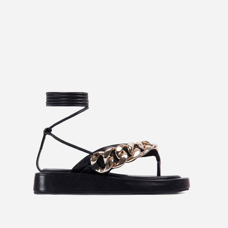 Lemonade Hidden Gems Chain Thong Strappy Lace Up Platform Sandals