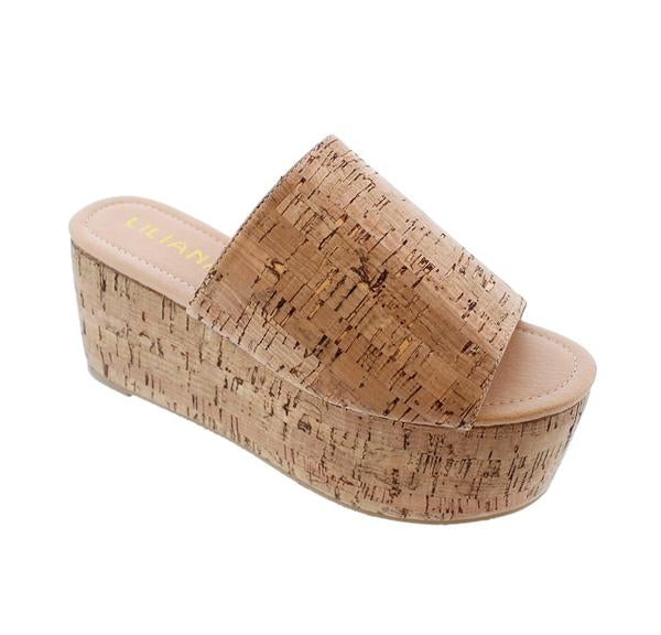 Liliana Budza-5 Classic Neoprone Open Toe Platform Sandal Cork