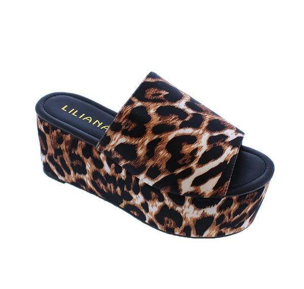 Liliana Budza-5 Classic Neoprone Open Toe Platform Sandal Leopard