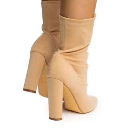 Liliana Flashy-3 Pointed Toe Lace Up Chunky Heel Bootie