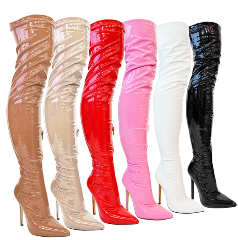 Over the Knee Thigh High Shiny Patent Boots