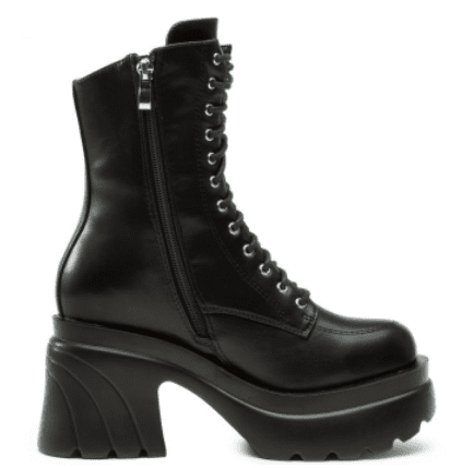 Liliana Hazey-1 Platform Low Heel Lug Sole Chelsea Lace up Fashion Ankle Bootie
