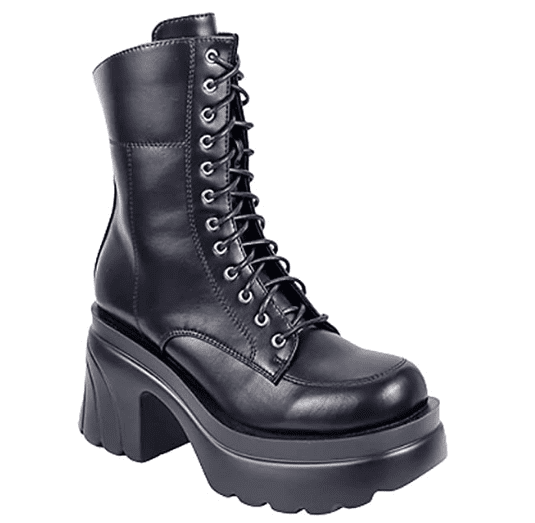 Liliana Hazey-1 Platform Low Heel Lug Sole Chelsea Lace up Fashion Ankle Bootie