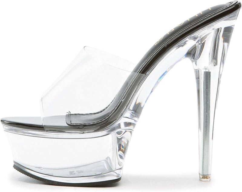 Liliana Mafia-4 Women's High Heel Platform Clear Mule Heel - Black