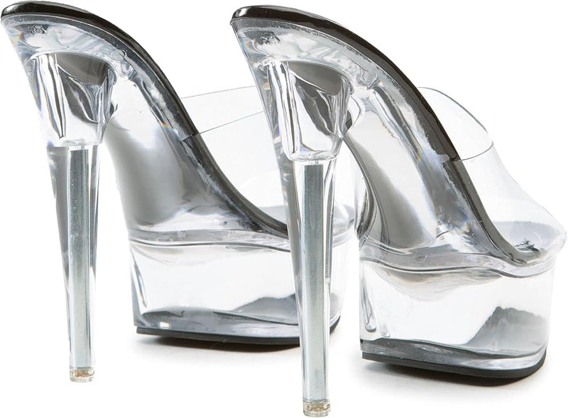 Liliana Mafia-4 Women's High Heel Platform Clear Mule Heel - Black