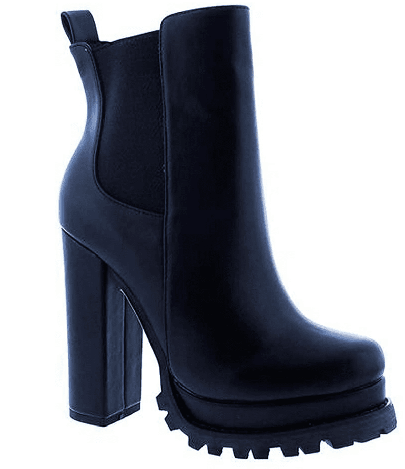 Liliana Monclair-5 Ankle High Block Heel Platform Lug Sole Booties