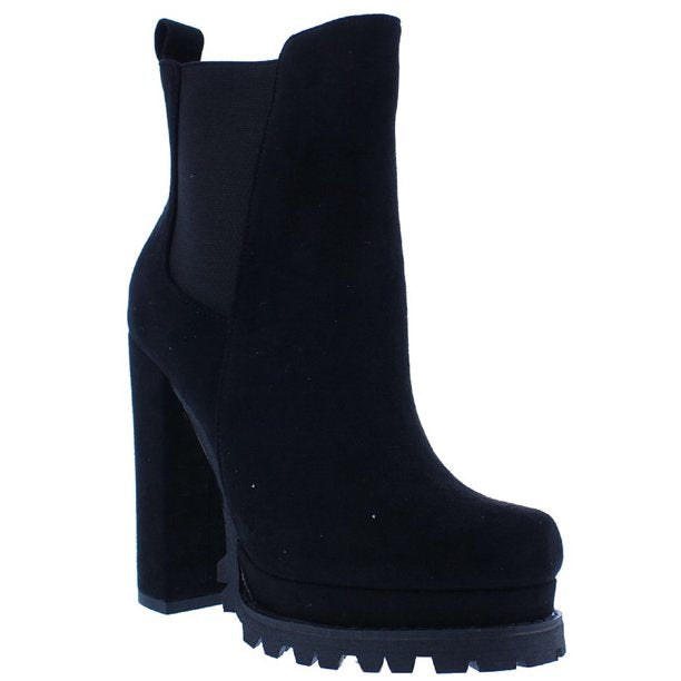 Liliana Monclair-5 Ankle High Block Heel Platform Lug Sole Booties