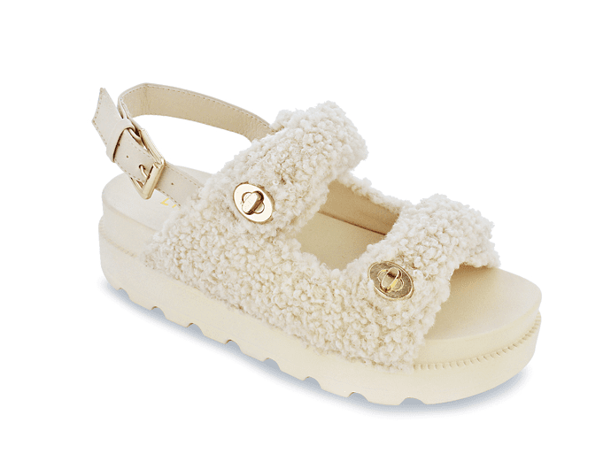 Liliana Montana-3 Faux Shearling Fur Sandals With Buckle Design