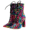 Liliana Pollina-2 Lace Up Chunky Heel Bootie