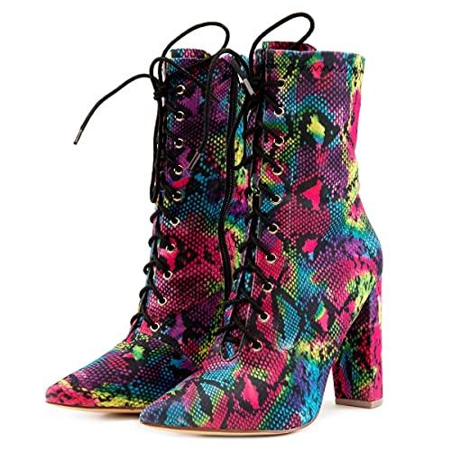 Liliana Pollina-2 Lace Up Chunky Heel Bootie