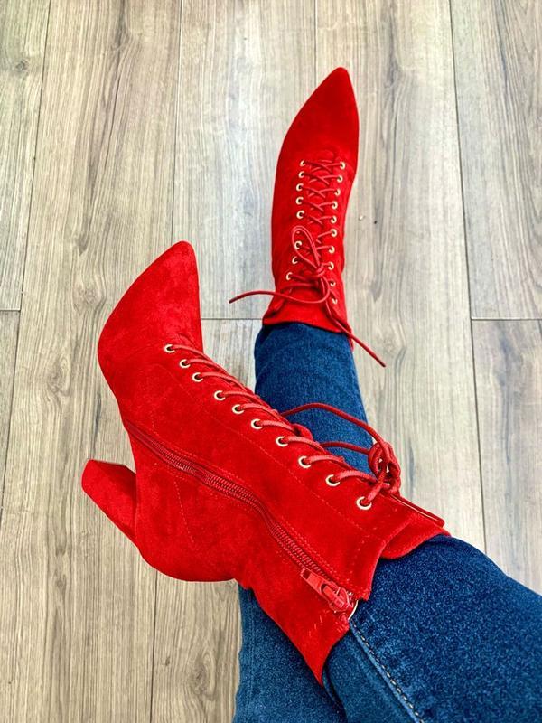 Liliana Pollina-2 Lace Up Chunky Heel Bootie