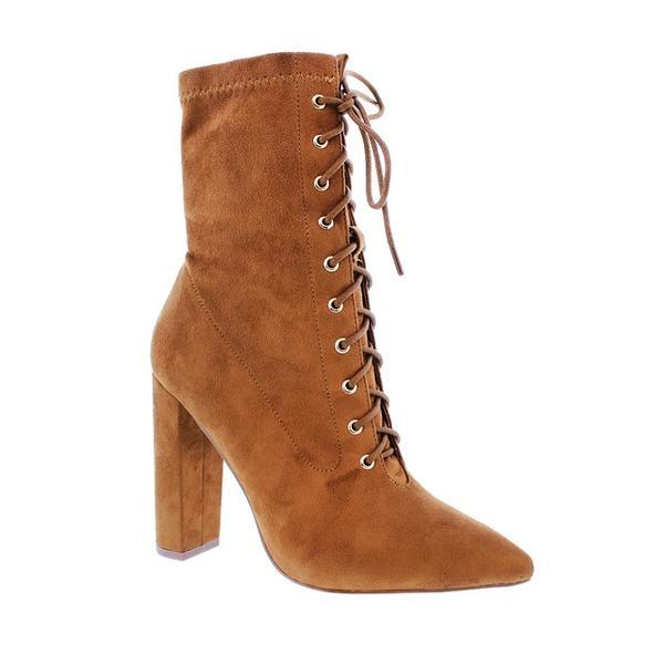 Liliana Pollina-2 Lace Up Chunky Heel Bootie