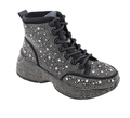 Liliana Queendom-1 Rhinestone Platform Sneakers Black