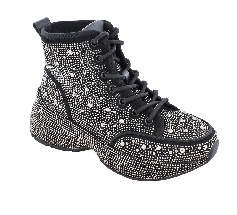 Liliana Queendom-1 Rhinestone Platform Sneakers Black