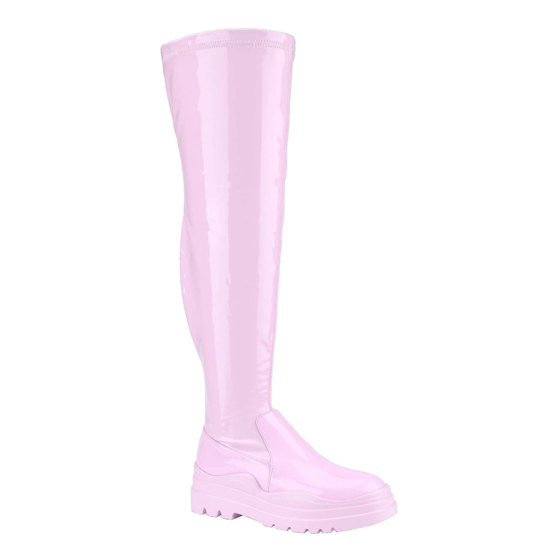 Liliana Thigh High Boots Chunky Lug Sole- Leema-05