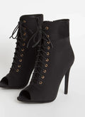 Liliana Trollz-1 Lace Up Ankle High Heel Booties