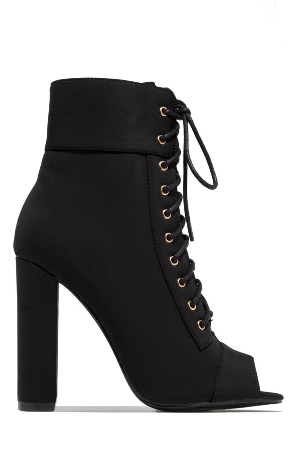 Liliana Vanguard-1 Peep Toe Lace Up Booties