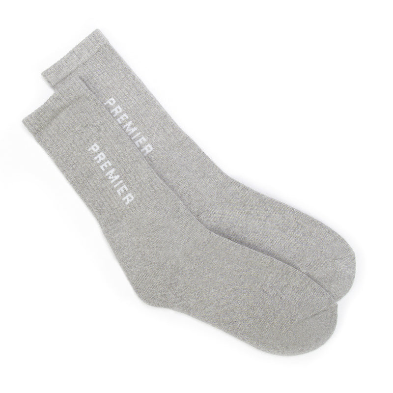 Premier Logo Crew Sock 3 Pack Black, White, and Grey