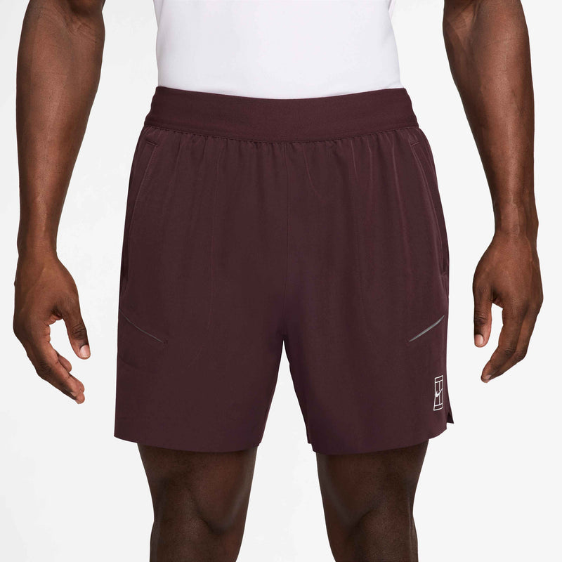 Men's Court Advantage Dri-FIT 6" Tennis Shorts in Burgundy Crush/White