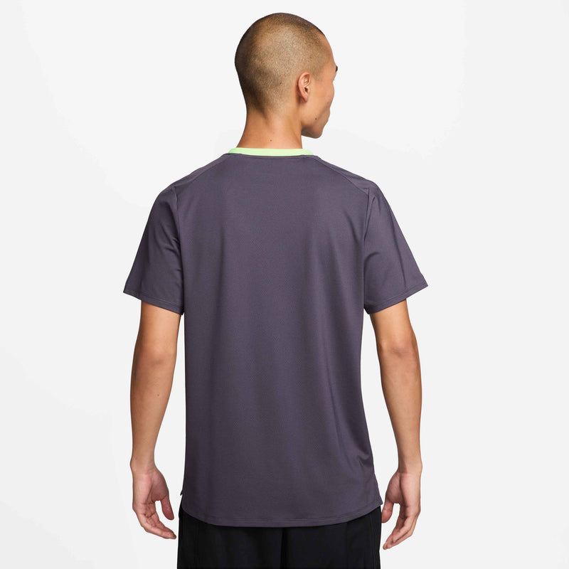 Men's Court Advantage Dri-FIT Tennis Top in Dark Raisin/Volt Tint/White