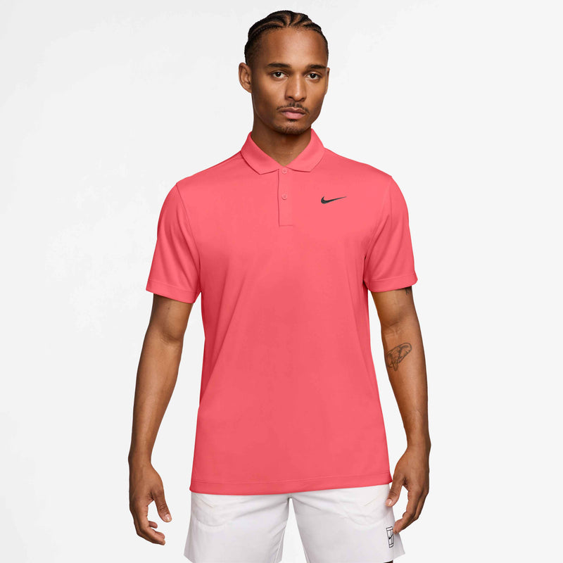 Men's Court Dri-FIT Tennis Polo in Hot Lava/Black