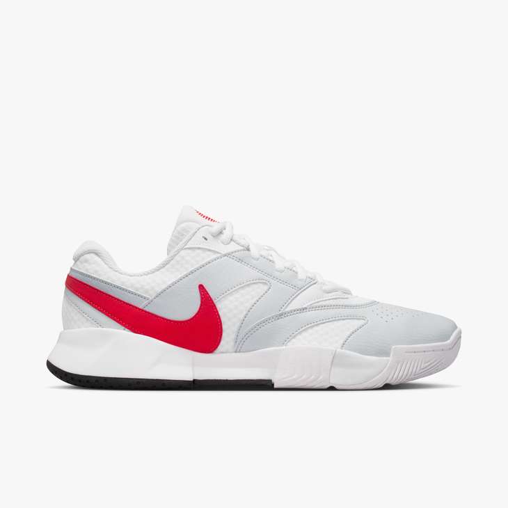 Men's Court Lite 4 Tennis Shoes in White/Lt Crimson-Pure Platinum