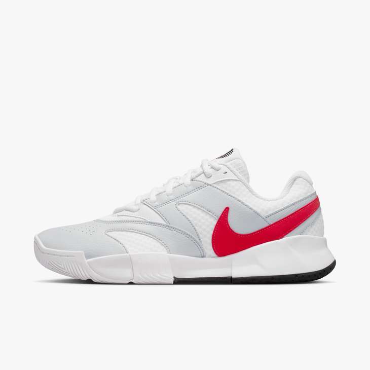 Men's Court Lite 4 Tennis Shoes in White/Lt Crimson-Pure Platinum