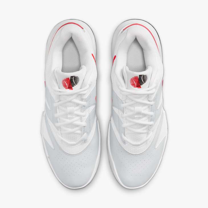 Men's Court Lite 4 Tennis Shoes in White/Lt Crimson-Pure Platinum