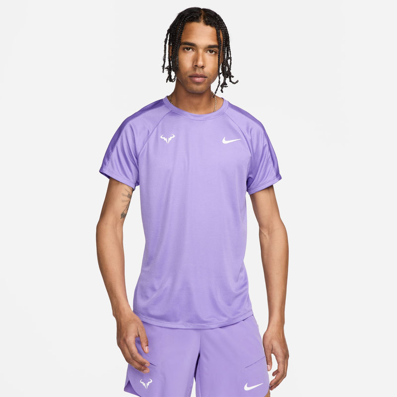 Men's Rafa Challenger Dri-FIT Short-Sleeve Tennis Top in Space Purple/White